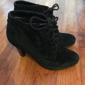 Black Genuine Leather Suede Booties